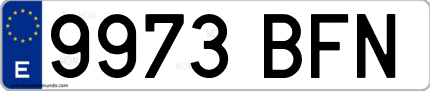 Ejemplo de matrícula de coche ordinaria 9973 BFN
