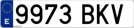 Ejemplo de matrícula española 9973 BKV