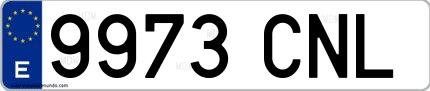 Ejemplo de matrícula española 9973 CNL