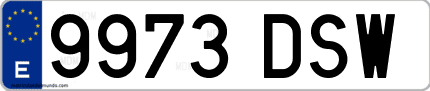 Ejemplo de matrícula de coche ordinaria 9973 DSW