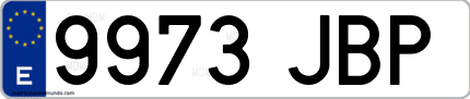 Ejemplo de matrícula de coche ordinaria 9973 JBP