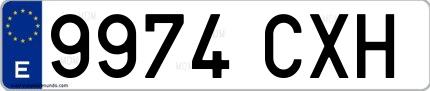 Ejemplo de matrícula española 9974 CXH