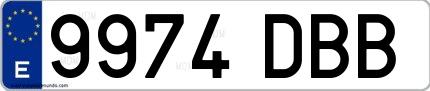 Ejemplo de matrícula española 9974 DBB