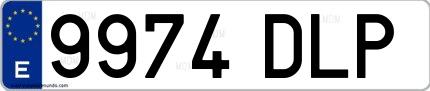 Ejemplo de matrícula española 9974 DLP