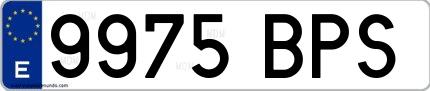Ejemplo de matrícula española 9975 BPS