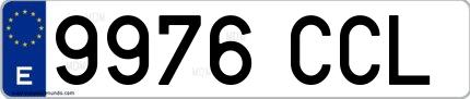 Ejemplo de matrícula española 9976 CCL