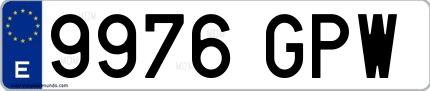 Ejemplo de matrícula española 9976 GPW