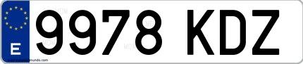 Ejemplo de matrícula española 9978 KDZ