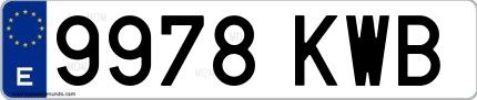 Ejemplo de matrícula española 9978 KWB