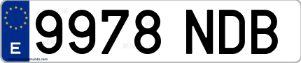 Ejemplo de matrícula de coche ordinaria 9978 NDB