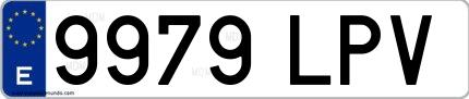 Ejemplo de matrícula española 9979 LPV