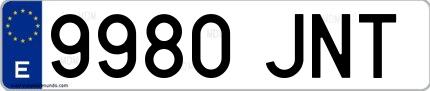 Ejemplo de matrícula española 9980 JNT