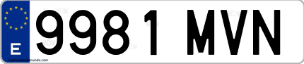 Ejemplo de matrícula de coche ordinaria 9981 MVN