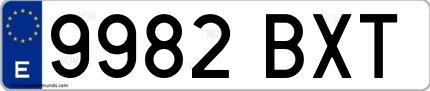 Ejemplo de matrícula española 9982 BXT