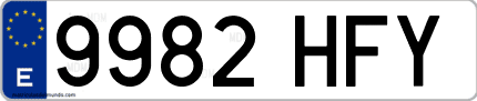 Ejemplo de matrícula de coche ordinaria 9982 HFY