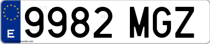 Ejemplo de matrícula de coche ordinaria 9982 MGZ