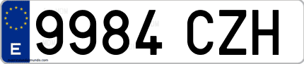Ejemplo de matrícula de coche ordinaria 9984 CZH