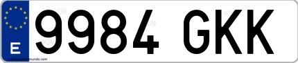 Ejemplo de matrícula española 9984 GKK