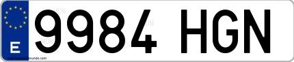 Ejemplo de matrícula española 9984 HGN