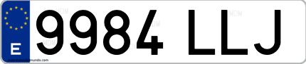 Ejemplo de matrícula de coche ordinaria 9984 LLJ