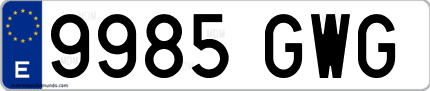Ejemplo de matrícula de coche ordinaria 9985 GWG