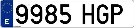 Ejemplo de matrícula española 9985 HGP