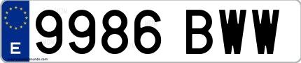 Ejemplo de matrícula española 9986 BWW