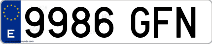 Ejemplo de matrícula de coche ordinaria 9986 GFN