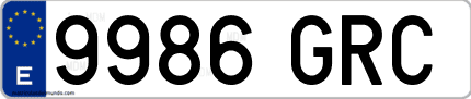 Ejemplo de matrícula de coche ordinaria 9986 GRC