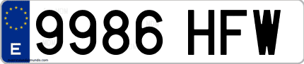 Ejemplo de matrícula de coche ordinaria 9986 HFW