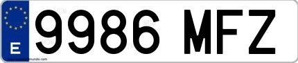 Ejemplo de matrícula española 9986 MFZ