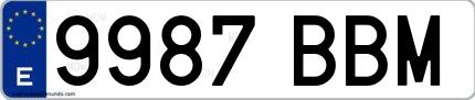 Ejemplo de matrícula española 9987 BBM