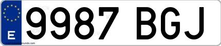 Ejemplo de matrícula española 9987 BGJ