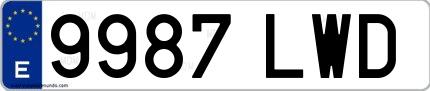 Ejemplo de matrícula española 9987 LWD