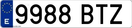 Ejemplo de matrícula española 9988 BTZ