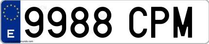 Ejemplo de matrícula española 9988 CPM