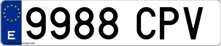 Ejemplo de matrícula española 9988 CPV