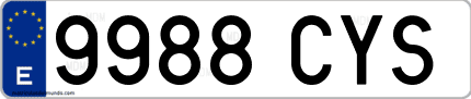 Ejemplo de matrícula de coche ordinaria 9988 CYS