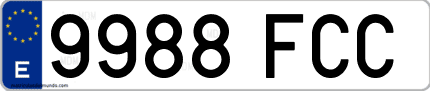 Ejemplo de matrícula de coche ordinaria 9988 FCC