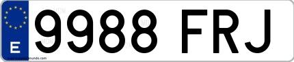 Ejemplo de matrícula española 9988 FRJ