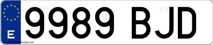Ejemplo de matrícula española 9989 BJD