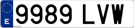 Ejemplo de matrícula de coche ordinaria 9989 LVW