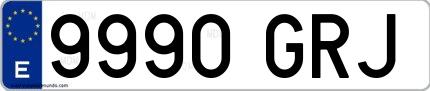 Ejemplo de matrícula española 9990 GRJ