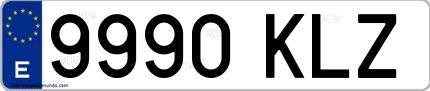 Ejemplo de matrícula española 9990 KLZ