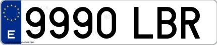 Ejemplo de matrícula española 9990 LBR