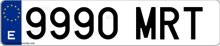 Ejemplo de matrícula de coche ordinaria 9990 MRT