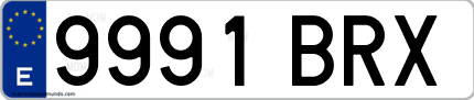 Ejemplo de matrícula de coche ordinaria 9991 BRX