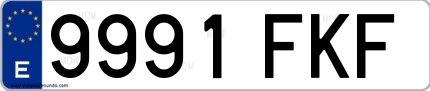 Ejemplo de matrícula española 9991 FKF
