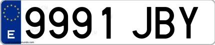 Ejemplo de matrícula española 9991 JBY