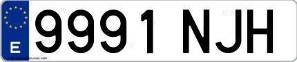Ejemplo de matrícula española 9991 NJH